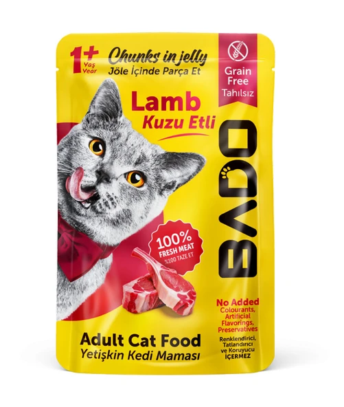 Bado Yetişkin Kedi Yaş Maması Kuzu Etli 85GR 12'li - 2