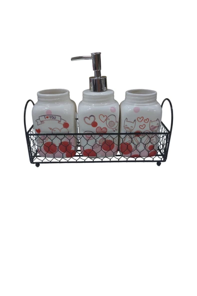 ERGENÇLERZÜCCACİYE Seramik Love Kedi figürlü Tarak Fırça Sıvı Sabunluk Seti - Resim 2