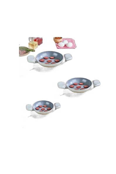 FALEZ Liva Ceramic 3Lü Kapaksız Sahan Seti - 20-22-24cm - Resim 2