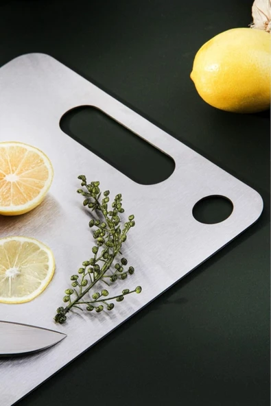 Cooker İkili Çelik Kesim Panosu Paslanmaz Büyük Boy 34x24cm Ve Orta Boy 30x20cm - Resim 5