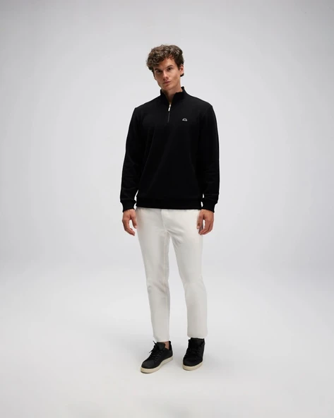 Ellesse EM603-BK Erkek Yarım Fermuarlı Siyah Sweat