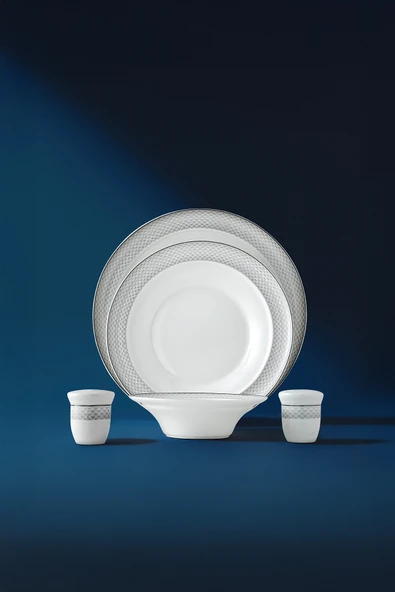 Nehir Camelia Platin Yaldızlı 28 Parça Porselen Yemek Takımı - Resim 5