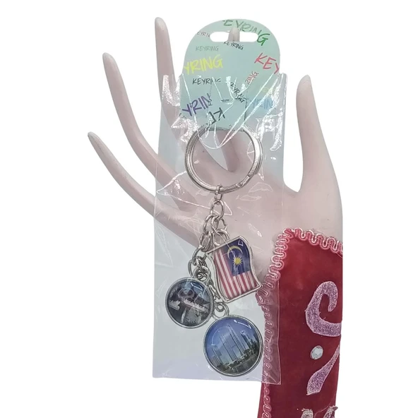 Malezya Üçlü Epoksi Metal Çift Taraflı Damla Anahtarlık Malaysia - Resim 2