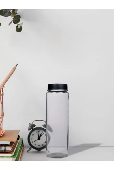 Cam Matara 550 ml – Ölçülü Su Şişesi, Plastik Kapaklı Sağlıklı Cam Su Şişesi - 3