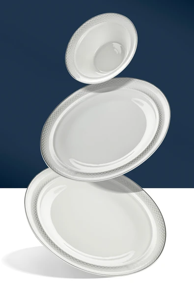 Nehir Camelia Platin Yaldızlı 28 Parça Porselen Yemek Takımı ürün görseli 1