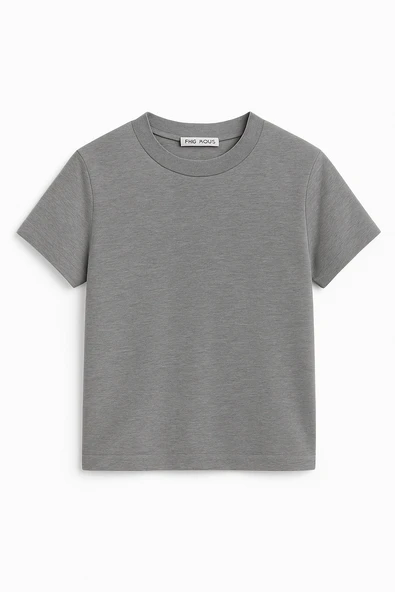 Crop Kısakollu Body Gri Renk - Resim 3