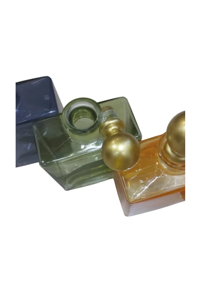 Alegre Glass Renkli El Yapımı Cam Milas Model Viski Şişesi - Resim 2