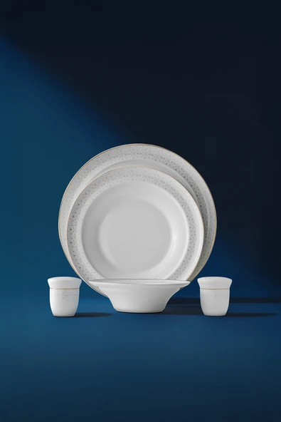 Nehir Camelia Altın Yaldızlı 28 Parça Porselen Yemek Takımı - Resim 5