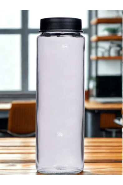 Cam Matara 550 ml – Ölçülü Su Şişesi, Plastik Kapaklı Sağlıklı Cam Su Şişesi - 2