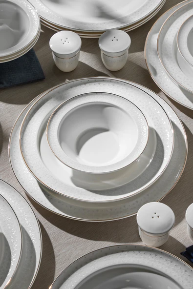 Nehir Camelia Altın Yaldızlı 28 Parça Porselen Yemek Takımı - Resim 4