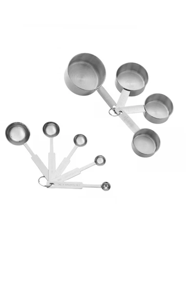 Fame Kıtchen Paslanmaz Çelik Askılı 9 Parça Katı ve Sıvı Ölçüm Kaşığı Seti - Resim 2