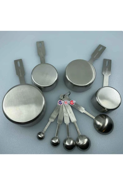 Fame Kıtchen Paslanmaz Çelik Askılı 9 Parça Katı ve Sıvı Ölçüm Kaşığı Seti - Resim 6
