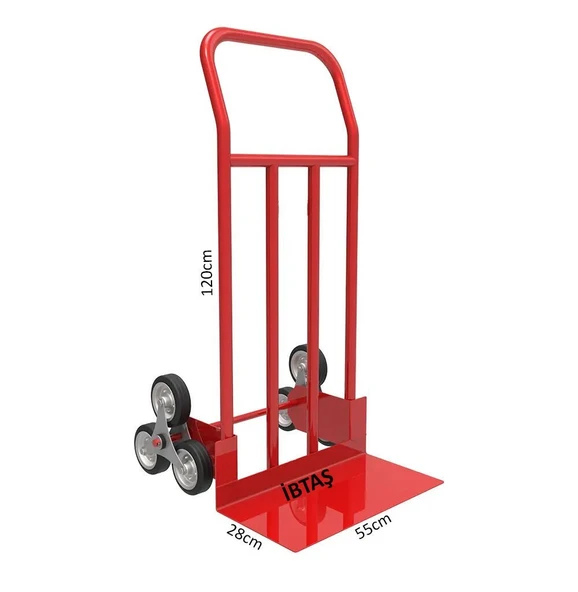 İBTAŞ 3 Tekerlekli 250 KG Ergonomik Merdiven Çıkabilen Koli, Eşya, Yük Taşıma EL Arabası - 1