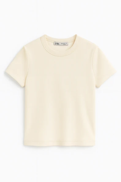 Crop Kısakollu Body Ekru Renk - Resim 2