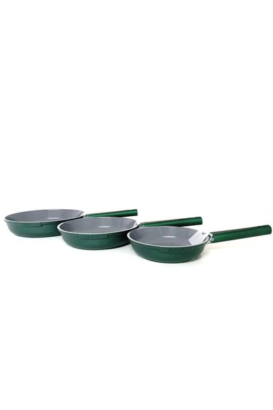 OMS 15016 - 3 Parça, İndüksiyonlu Ocak Uyumlu, Döküm, Seramik, ( 20 - 24 - 28 Cm ) Tava Seti Yeşil - Resim 4