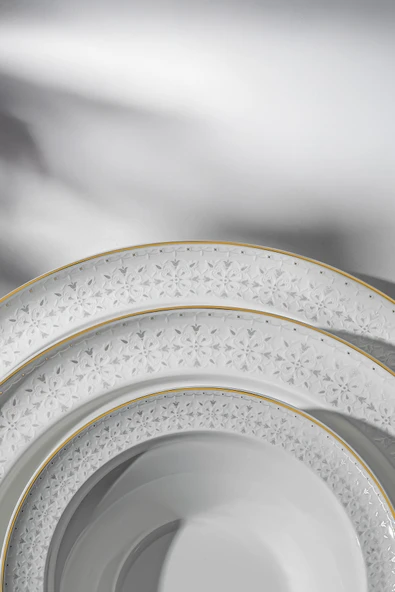 Nehir Camelia Altın Yaldızlı 28 Parça Porselen Yemek Takımı - Resim 3