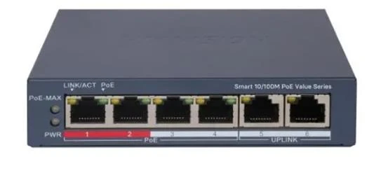 Hikvision DS-3E1106P-EI-M 4 Port PoE 10-100 2-Uplınk Yönetilemez Switch - Resim 2