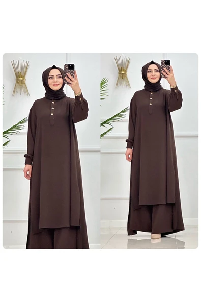 Tesettür Tunik & Pantolon Takımı, Şalaş Bol Kalıp, Ekstra Bol Paça Pantolon Takımı - Resim 9