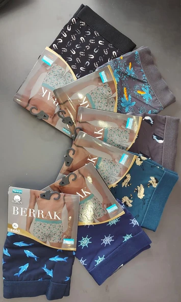 BERRAK 4480 ERKEK PENYE DESENLİ LİKRALI BOXER 10 ADET - Resim 4