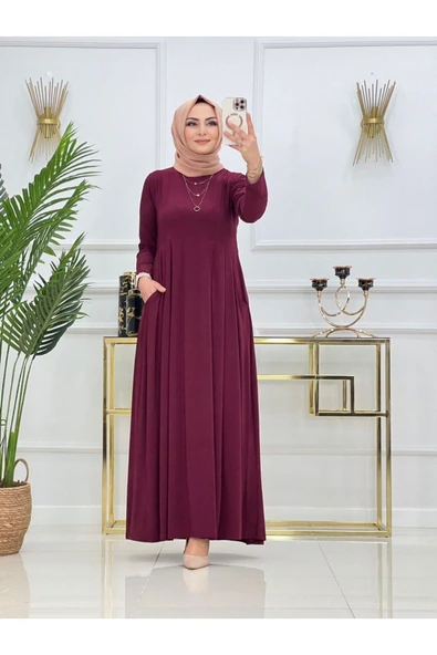 Tesettür Kadın Elbise, Cepli Robalı Elbise - Resim 5