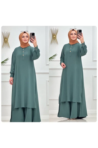 Tesettür Tunik & Pantolon Takımı, Şalaş Bol Kalıp, Ekstra Bol Paça Pantolon Takımı - Resim 11