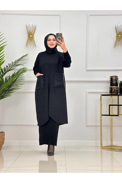 Kadın Tesettür Triko Panço/Tunik - 1