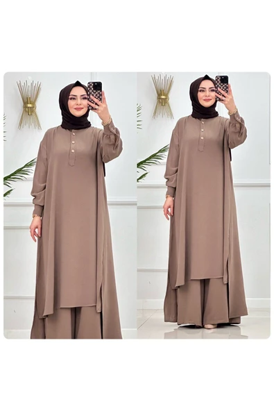 Tesettür Tunik & Pantolon Takımı, Şalaş Bol Kalıp, Ekstra Bol Paça Pantolon Takımı - Resim 2