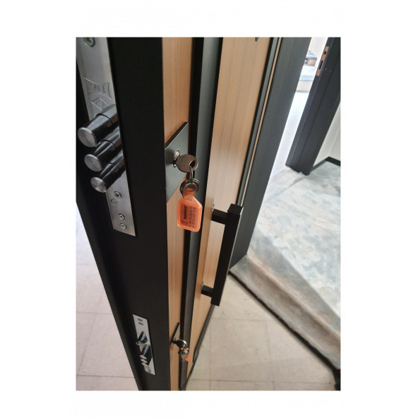Tezwood 1541 Statik Boyalı Ahşap Desenli Kabartma Model Çelik Kapı, Daire Kapısı, Villa Kapısı - 3