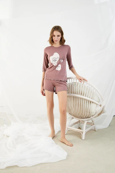 ZEY 30349  Baskılı Şort Takım - Resim 2