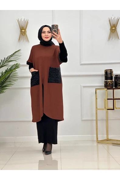 Kadın Tesettür Triko Panço/Tunik - 7