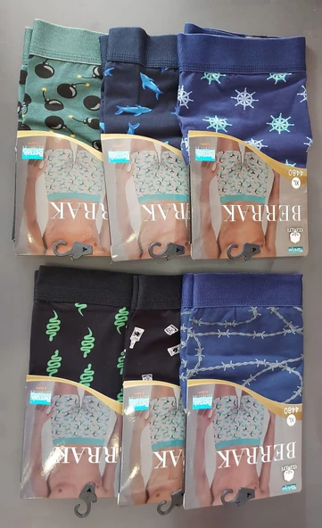 BERRAK 4480 ERKEK PENYE DESENLİ LİKRALI BOXER 10 ADET - Resim 5