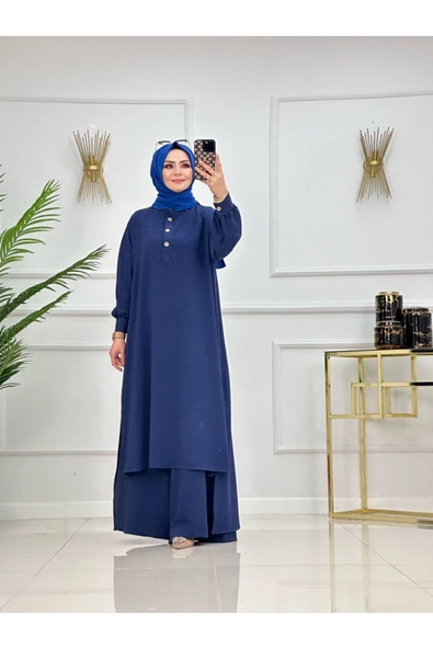 Tesettür Tunik & Pantolon Takımı, Şalaş Bol Kalıp, Ekstra Bol Paça Pantolon Takımı - Resim 12