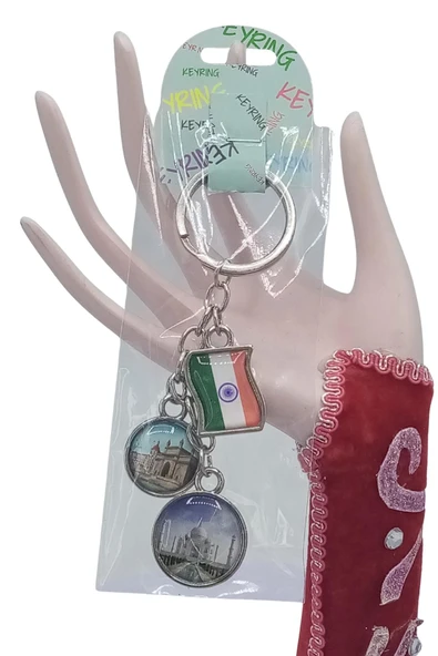 Hindistan Üçlü Epoksi Metal Çift Taraflı Damla Anahtarlık India - Resim 5