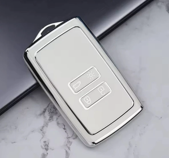 Renault Rafale Clio 5 Zoe Megane E-tech Koleos Austral Kadjar Captur Zoe Anahtar Kılıfı Beyaz Gümüş ürün görseli