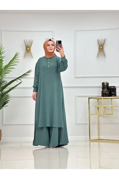 Tesettür Tunik & Pantolon Takımı, Şalaş Bol Kalıp, Ekstra Bol Paça Pantolon Takımı - Resim 10