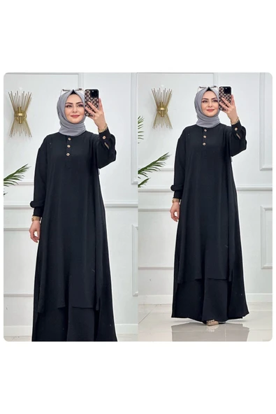 Tesettür Tunik & Pantolon Takımı, Şalaş Bol Kalıp, Ekstra Bol Paça Pantolon Takımı - Resim 7