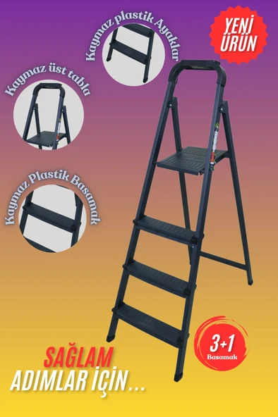 3+1 Merdiven 4 Basamaklı Antrasit-Siyah