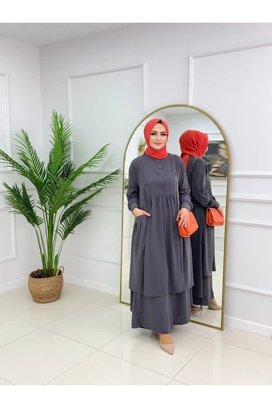 Kadın Tesettür Medine İpeği 2'Li Takım Tunik & Pantolon - 6
