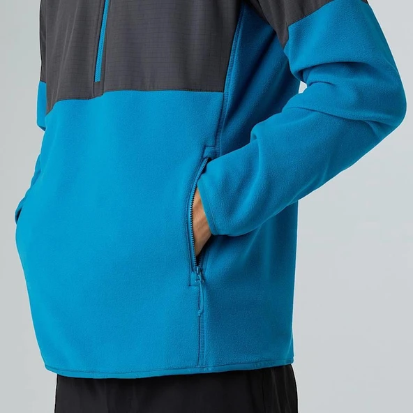 M GLACIER HEAVYWEIGHT 1/2 ZIP BLUE BLUE M - Resim 4