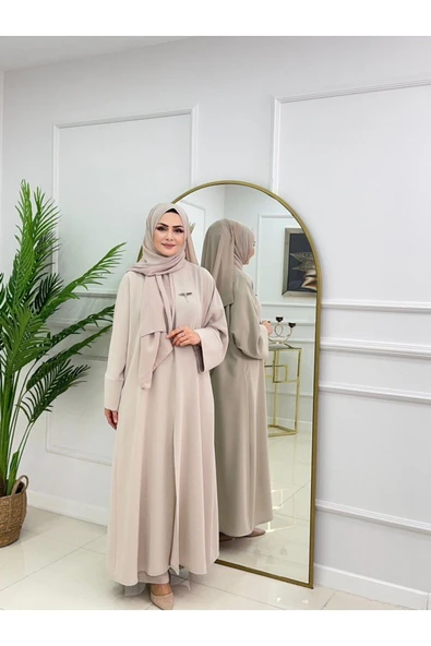 Kadın Tesettür 2'Li Takım Ferace Formunda Tunik & Pantolon - 3