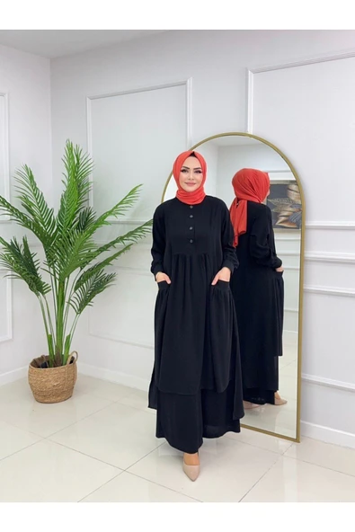 Kadın Tesettür Medine İpeği 2'Li Takım Tunik & Pantolon - 4