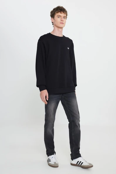 Bisiklet Yaka Sweatshirt Black Black S - Resim 3