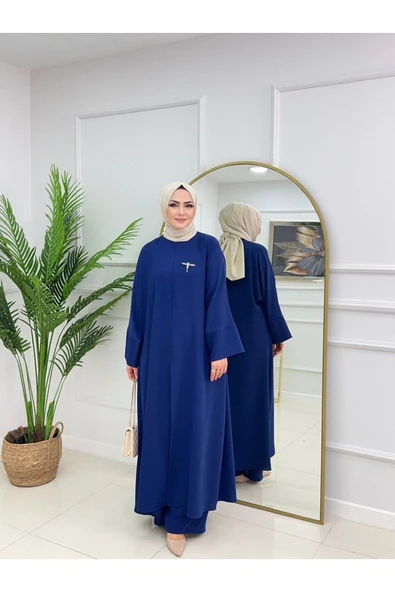 Kadın Tesettür 2'Li Takım Ferace Formunda Tunik & Pantolon - 4