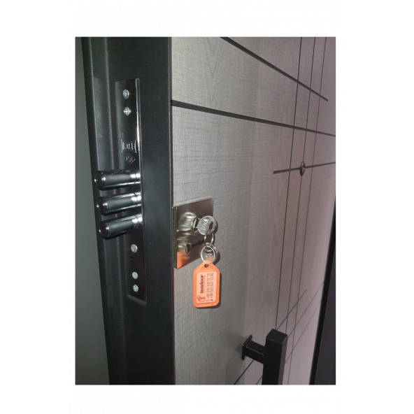 Tezwood 1532 Statik Kasalı Rustik Çizgili Model Çelik Kapı, Daire Kapısı, Villa Kapısı - 5
