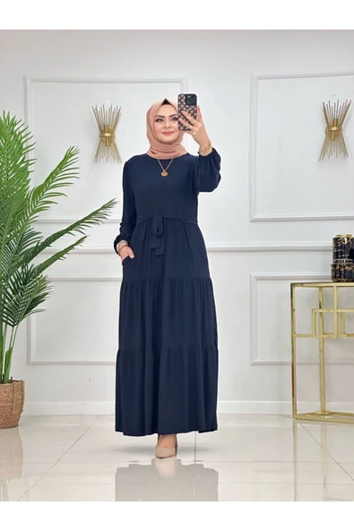 Kadın Tesettür Elbise Sandy Kumaş - Resim 2