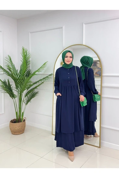 Kadın Tesettür Medine İpeği 2'Li Takım Tunik & Pantolon - 9