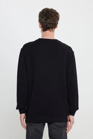 Bisiklet Yaka Sweatshirt Black Black S - Resim 4