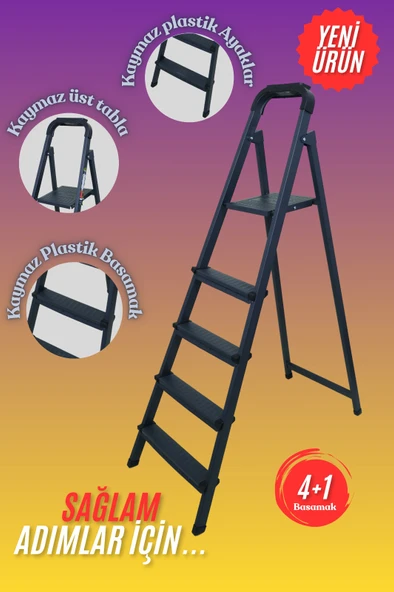 4+1 Merdiven 5 Basamaklı Antrasit-Siyah