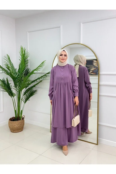Kadın Tesettür Medine İpeği 2'Li Takım Tunik & Pantolon - 5