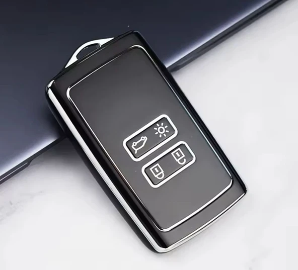 Renault Rafale Clio 5 Zoe Megane E-tech Koleos Austral Kadjar Captur Zoe Anahtar Kılıfı Siyah Gümüş ürün görseli